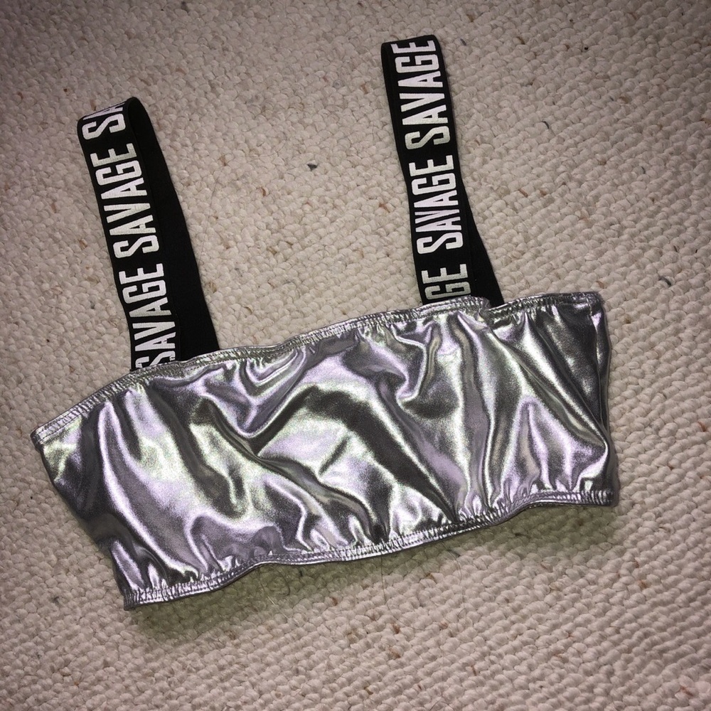 forever 21 silver crop top